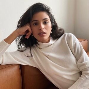 The Group Babaton Aritzia Luxe Cashmere Cyprie Turtleneck in Cream size XS